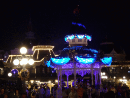 Pavilion at Town Square and the Main Street U.S.A. Station at Disneyland Park, by night