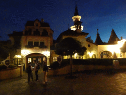 Front of the Pizzeria Bella Notte restaurant at Fantasyland at Disneyland Park, by night