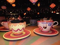 The Mad Hatter`s Tea Cups attraction at Fantasyland at Disneyland Park, by night