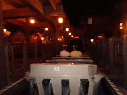 Start of the Pirates of the Caribbean attraction at Adventureland at Disneyland Park, viewed from our boat, by night