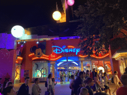 Front of the Disney Store at the Disney Village street, by night