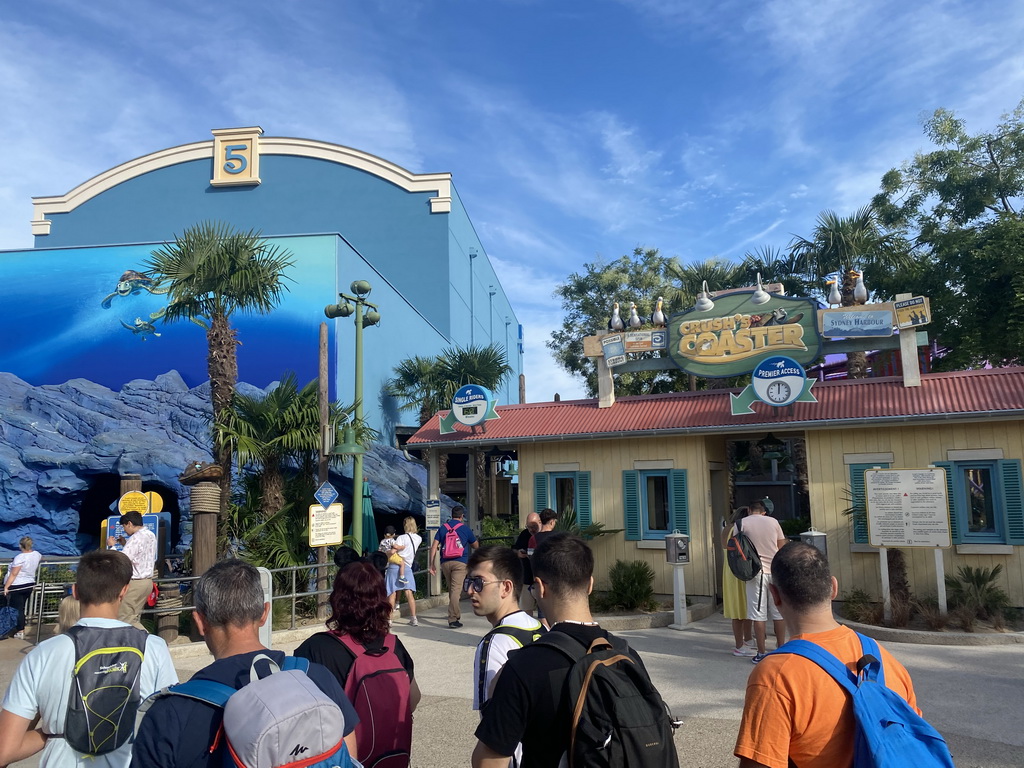 Front of the Crush`s Coaster attraction at the Worlds of Pixar at Walt Disney Studios Park