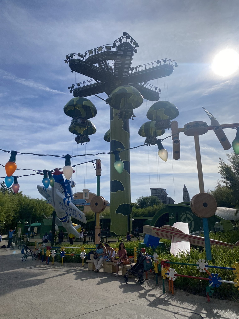 The Toy Soldiers Parachute Drop attraction at the Toy Story Playland at Walt Disney Studios Park