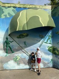 Miaomiao and Max at a Toy Soldiers Parachute Playset at the Toy Story Playland at Walt Disney Studios Park