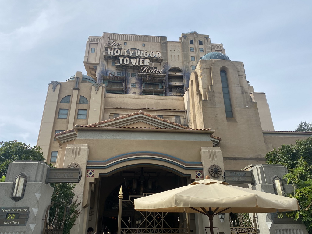 Facade of the Twilight Zone Tower of Terror attraction at the Production Courtyard at Walt Disney Studios Park