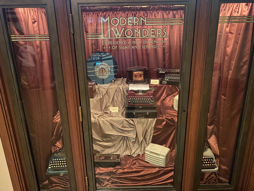 Old typewriters and radios at the end of the Twilight Zone Tower of Terror attraction at the Production Courtyard at Walt Disney Studios Park