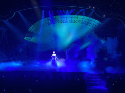 Actor and smoke on the stage of the Studio Theater at the Production Courtyard at Walt Disney Studios Park, during the Mickey and the Magician show