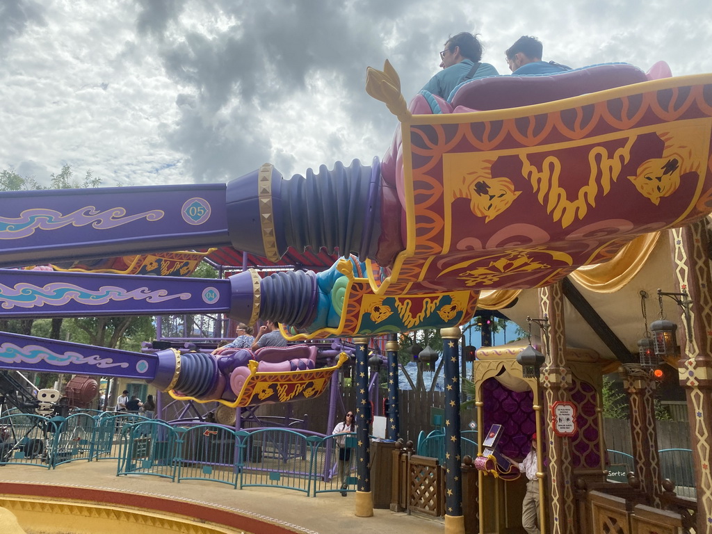 The Les Tapis Volants - Flying Carpets Over Agrabah attraction at the Toon Studio at Walt Disney Studios Park, viewed from Tim`s flying carpet