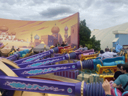 The Les Tapis Volants - Flying Carpets Over Agrabah attraction at the Toon Studio at Walt Disney Studios Park, viewed from Tim`s flying carpet
