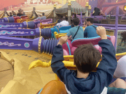 Max at the Les Tapis Volants - Flying Carpets Over Agrabah attraction at the Toon Studio at Walt Disney Studios Park, viewed from Tim`s flying carpet