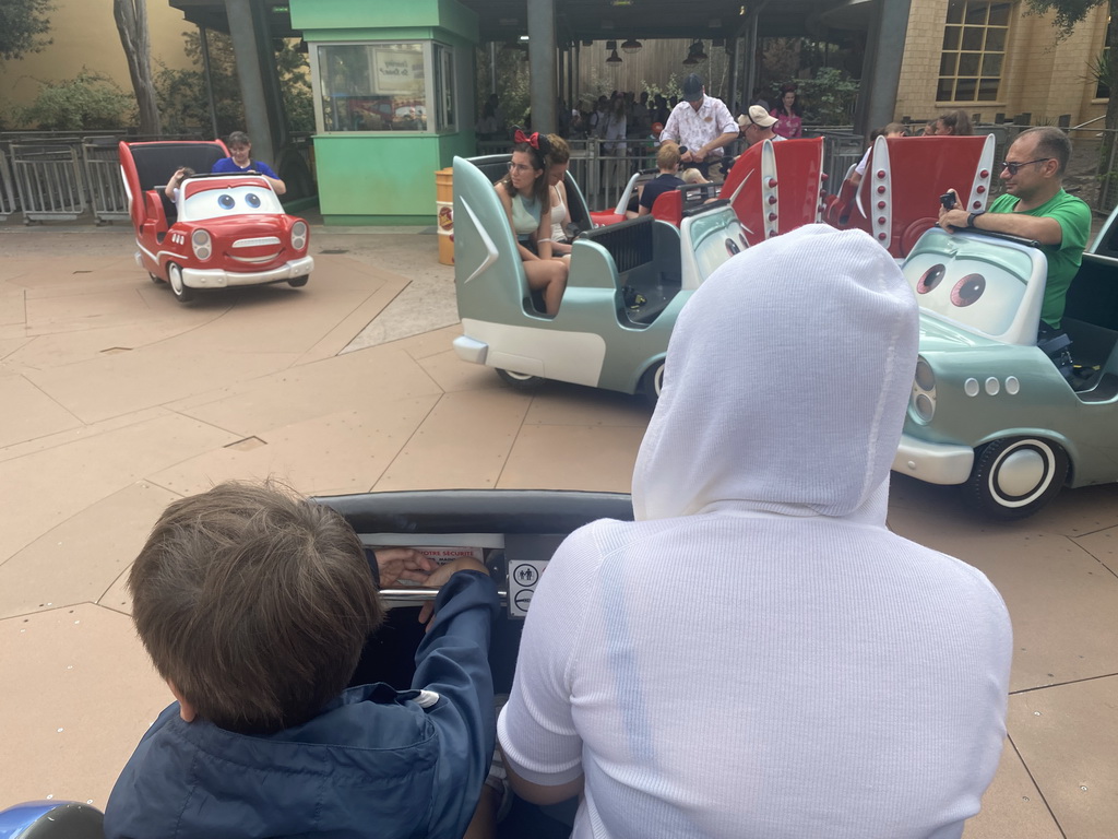 Miaomiao and Max at the Cars Quatre Roues Rallye attraction at the Worlds of Pixar at Walt Disney Studios Park