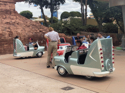 The Cars Quatre Roues Rallye attraction at the Worlds of Pixar at Walt Disney Studios Park, viewed from our car