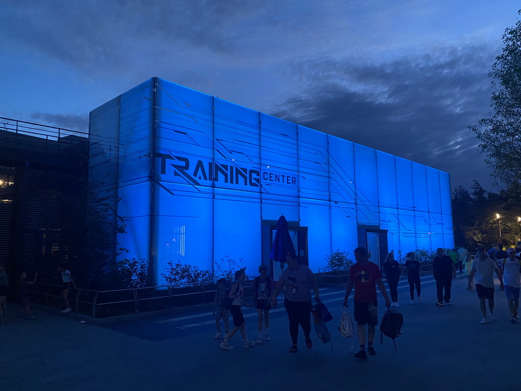Front of the Hero Training Center at the Marvel Avengers Campus at Walt Disney Studios Park, at sunset