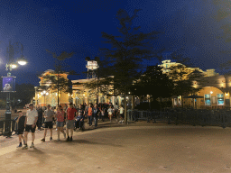 Entrance to Walt Disney Studios Park at the Esplanade François Truffaut street, by night