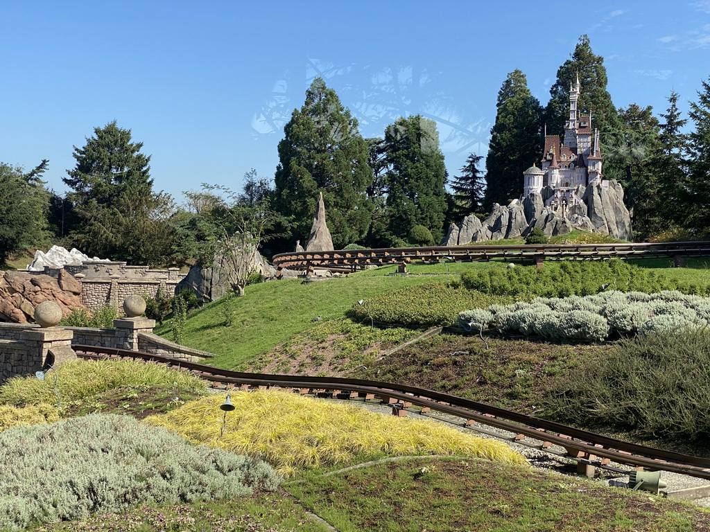 The Casey Jr. - le Petit Train du Cirque attraction at Fantasyland at Disneyland Park, viewed from the train at the Disneyland Railroad attraction