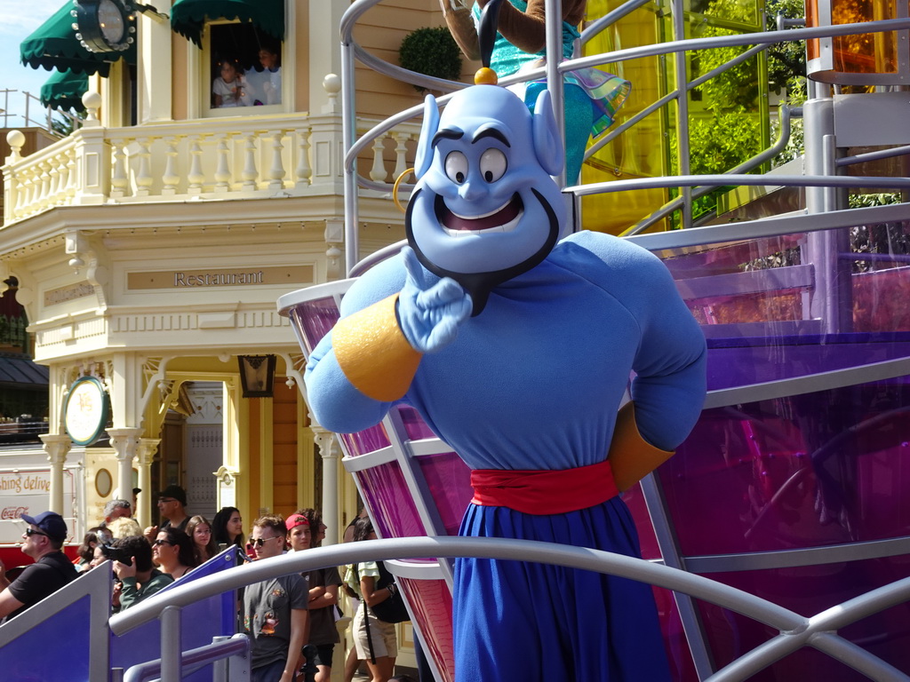 The Genie at the Disney Stars on Parade at Main Street U.S.A. at Disneyland Park