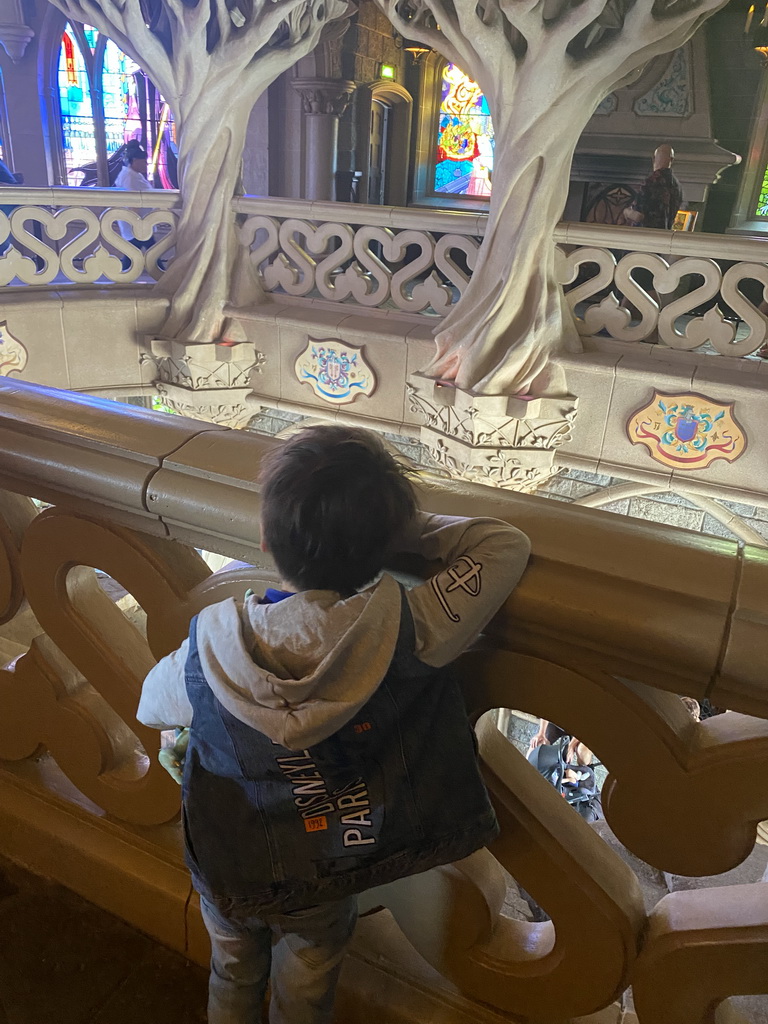 Max at the upper floor of Sleeping Beauty`s Castle at Fantasyland at Disneyland Park