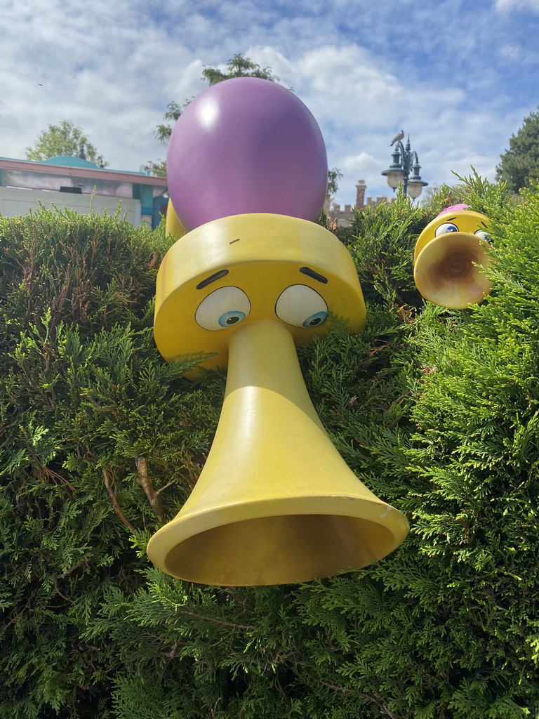 Statues of Honker Birds at the Alice`s Curious Labyrinth attraction at Fantasyland at Disneyland Park