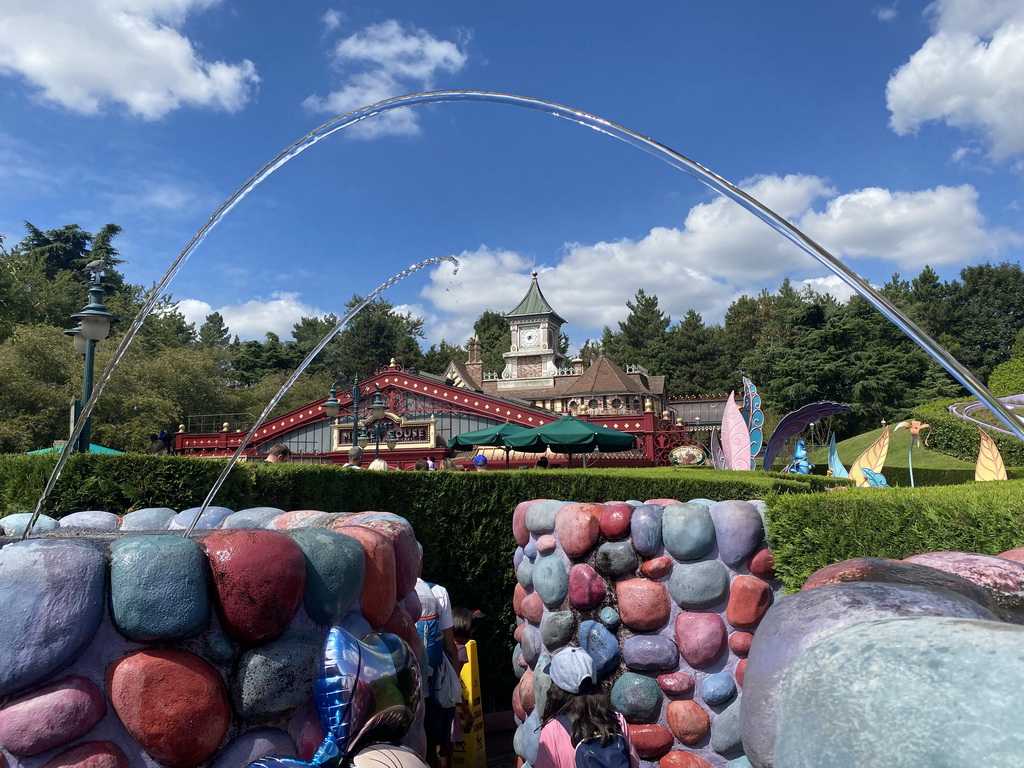 Front of the Meet Mickey Mouse attraction at Fantasyland at Disneyland Park, viewed from the Alice`s Curious Labyrinth attraction