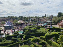Alice`s Curious Labyrinth attraction and surroundings at Fantasyland at Disneyland Park, viewed from the Queen of Hearts` Castle