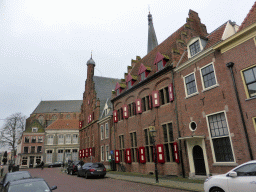 The Koepoortstraat street with the front of the City Hall and the north side of the Martinikerk church