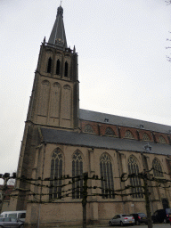 Southwest side and tower of the Martinikerk church at the Markt square