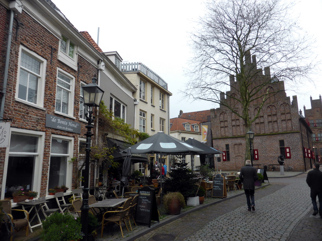 Restaurants at the Roggestraat street and the back side of the City Hall