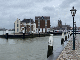 The Binnen Kalkhaven street, the Kalkhaven harbour and the Church of Our Lady, viewed from the Draai street