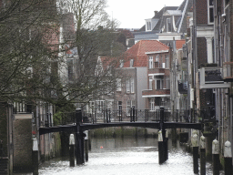 The Pelserbrug bridge over the Voorstraathaven harbour, viewed from the Leuvebrug bridge