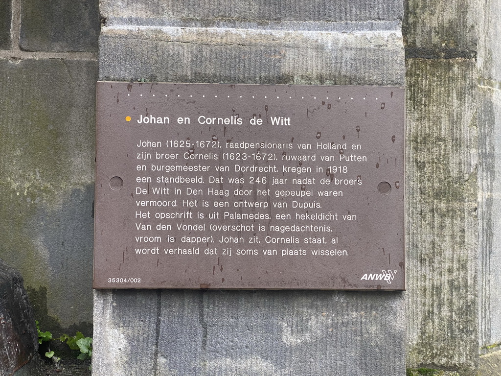 Information on the Statue of the Brothers De Witt at the Visbrug street