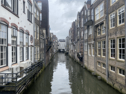 The Voorstraathaven harbour and the Café De Beurs, viewed from the Visbrug bridge