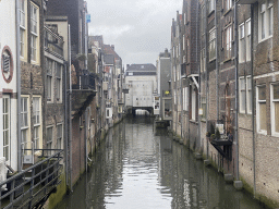 The Voorstraathaven harbour and the Café De Beurs, viewed from the Visbrug bridge