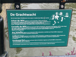 Information on the painting `Grachtwacht` by Frans Kromeich and Rob van Kooten at the Lombardbrug bridge
