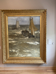 Painting `In the Surf` by Hendrik Willem Mesdag at the Ground Floor of the Dordrechts Museum, with explanation