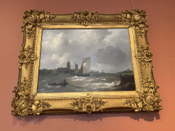 Painting `View of Dordrecht` by Johannes Christiaan Schotel at the Ground Floor of the Dordrechts Museum