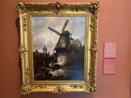 Painting `Windmill with View of Delft` by Antonie Waldorp at the Ground Floor of the Dordrechts Museum, with explanation