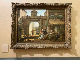 Painting `City View` by Abraham van Strij at the Ground Floor of the Dordrechts Museum, with explanation