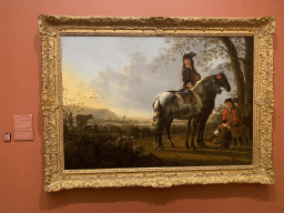 Painting `Horsemen Resting in a Landscape` by Aelbert Cuyp at the Upper Floor of the Dordrechts Museum, with explanation