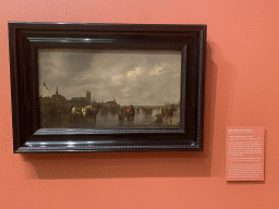 Painting `Scene on the Ice Outside Dordrecht` by Abraham van Calraet at the Upper Floor of the Dordrechts Museum, with explanation