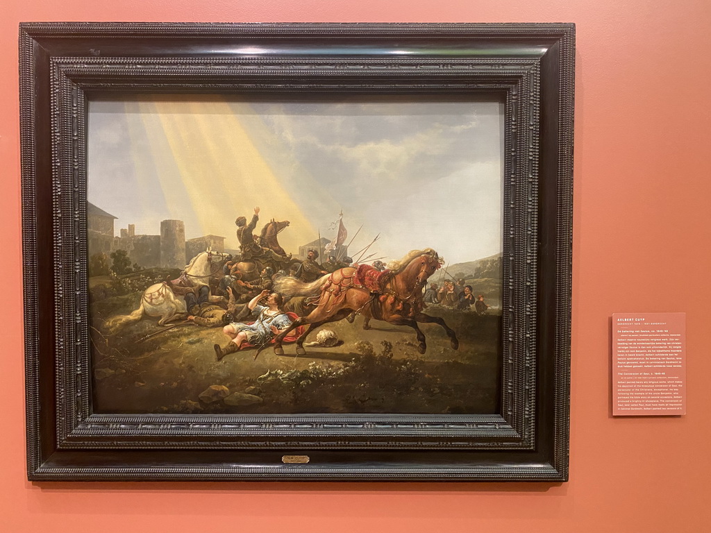 Painting `The Conversion of Saul` by Aelbert Cuyp at the Upper Floor of the Dordrechts Museum, with explanation