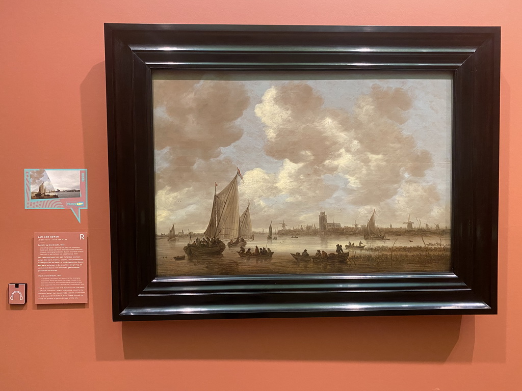 Painting `View of Dordrecht` by Jan van Goyen at the Upper Floor of the Dordrechts Museum, with explanation