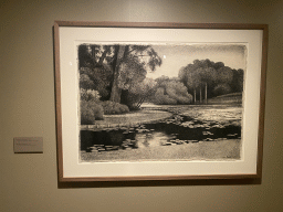 Painting `Wantijpark (Dordrecht)` by Rein Dool at the exhibition `Rein Dool - Draughtsman` at the Upper Floor of the Dordrechts Museum