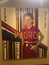 Painting `Divine Words` by Iris Kensmil at the exhibition `Through Different Eyes` at the Upper Floor of the Dordrechts Museum