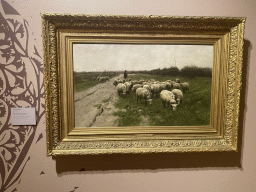 Painting `Flock of Sheep with Shepherd` by Anton Mauve at the exhibition `The Eye of Jan Veth` at the Upper Floor of the Dordrechts Museum, with explanation