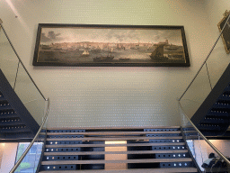 Main staircase of the Dordrechts Museum with the painting `View on Dordrecht` by Adam Willaerts