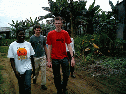 Tim and his friends at the chicken farm