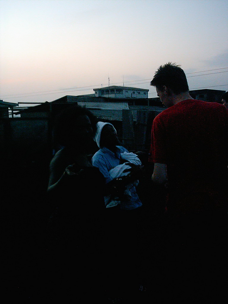 Tim`s friends at a square, at sunset