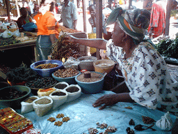 Seeds and herbs at the market street near our friend`s house