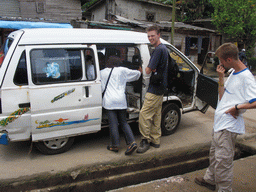 Tim`s friends in front of the car to Bafang