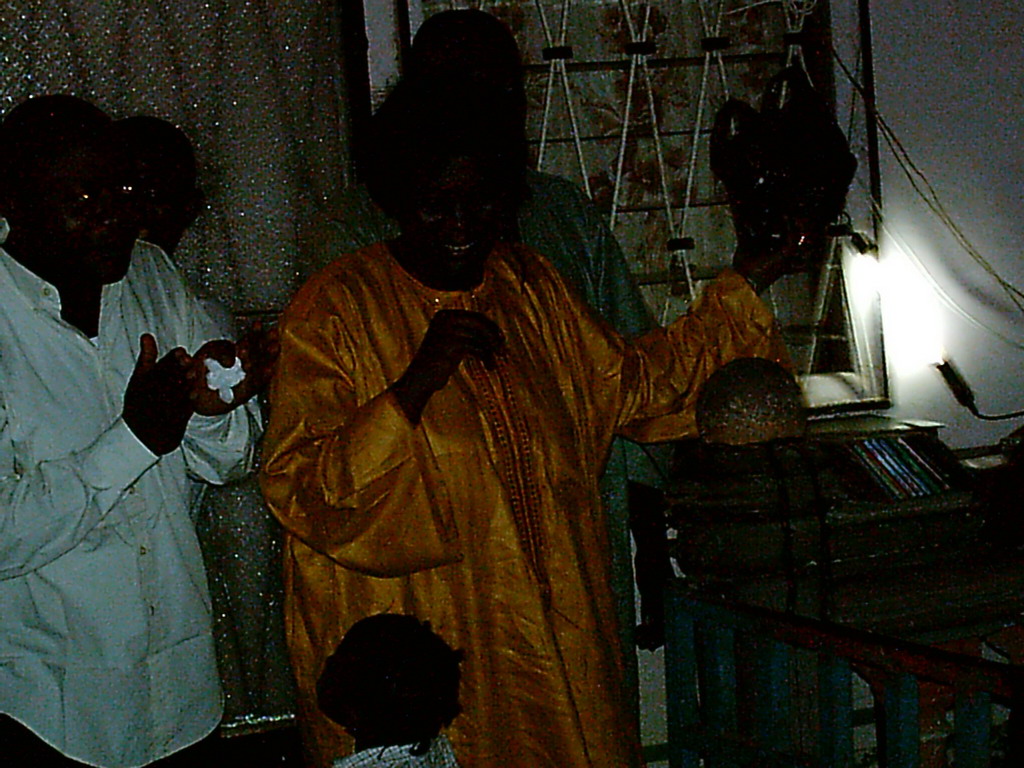 People making music at a party at the Bonabéri port